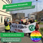 Sharepic für den Klimastreik von Fridays For Future Pforzheim am 14.02.2025