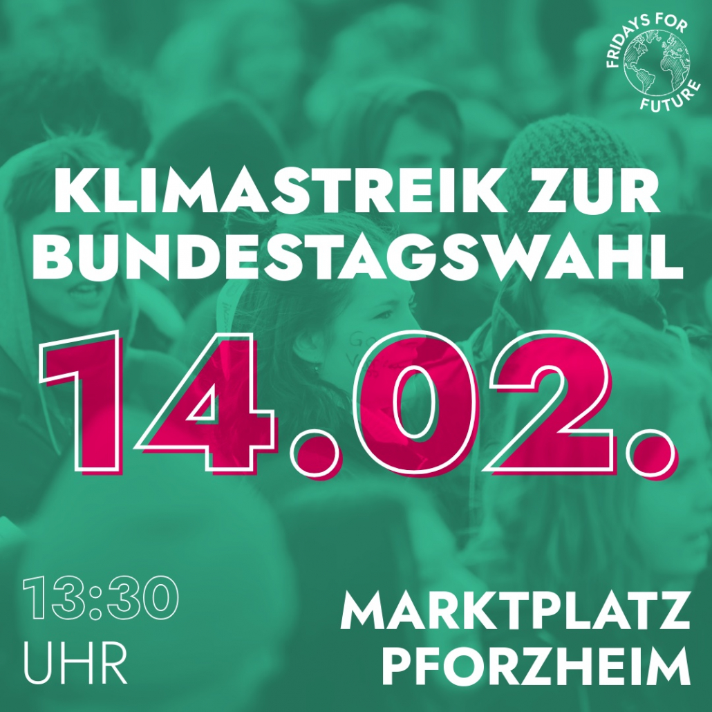 Sharepic für den Klimastreik von Fridays For Future Pforzheim am 14.02.2025